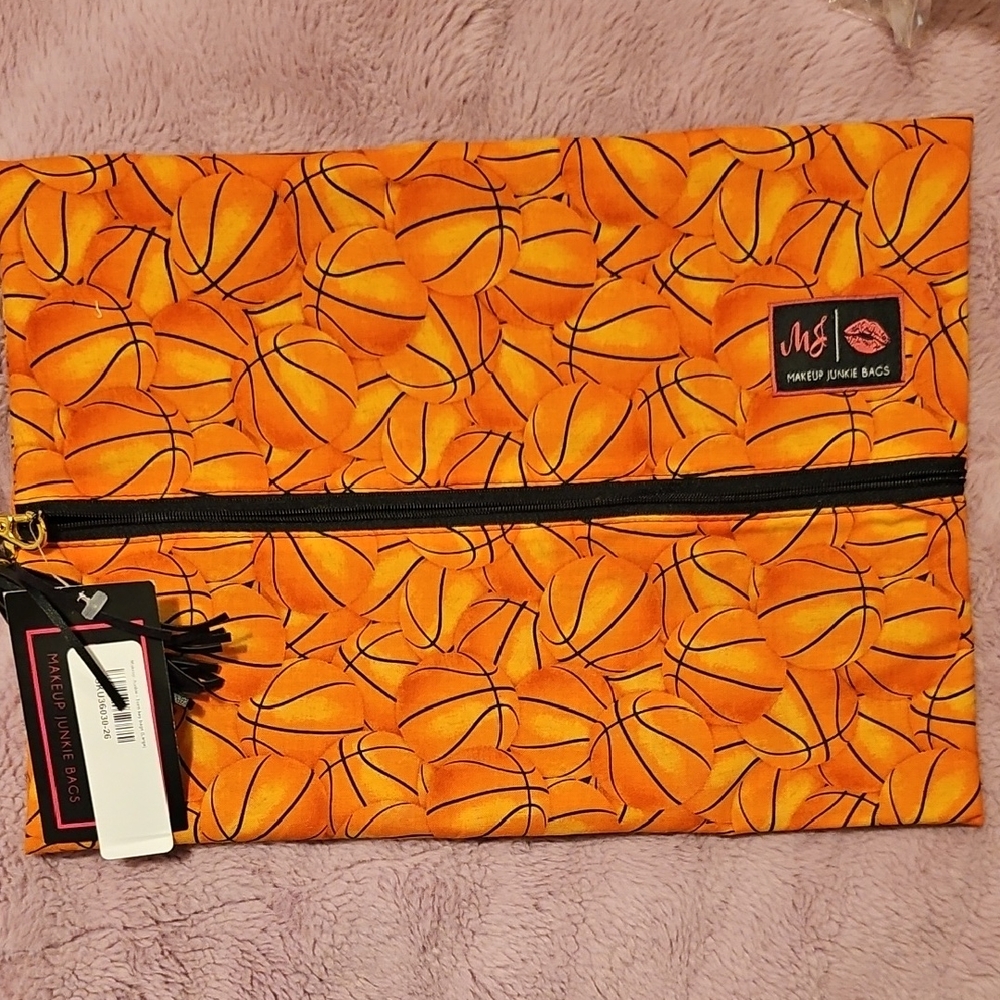 Orange Basketball Makeup Junkie Bag